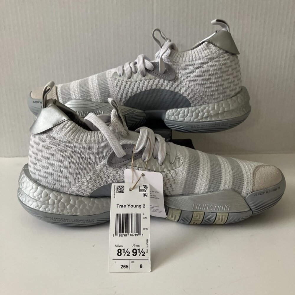 ADIDAS Trae Young 2.0 White Grey Silver Basketball Shoes Men's Size 8.5   HQ0997